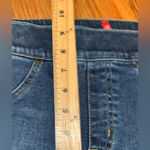 Spanx distressed skinny jeans raw hem size small medium wash blue shapewear - Picture 10 of 15